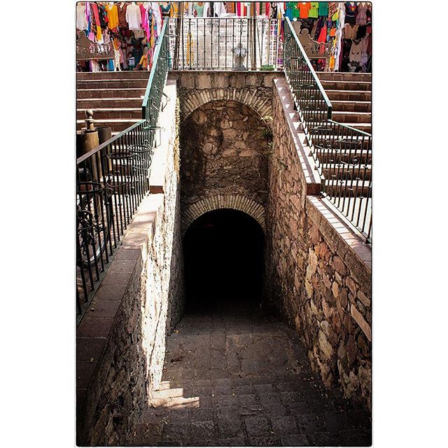 Guanajuato City, 
Path to the underground roadways, a maze of functional, stone cut pathways under the city. 
#guanajuato #mexico #urban #path #stepdown #underground #stonecutpath #spiro #spiro_photographer #spirophotographer
